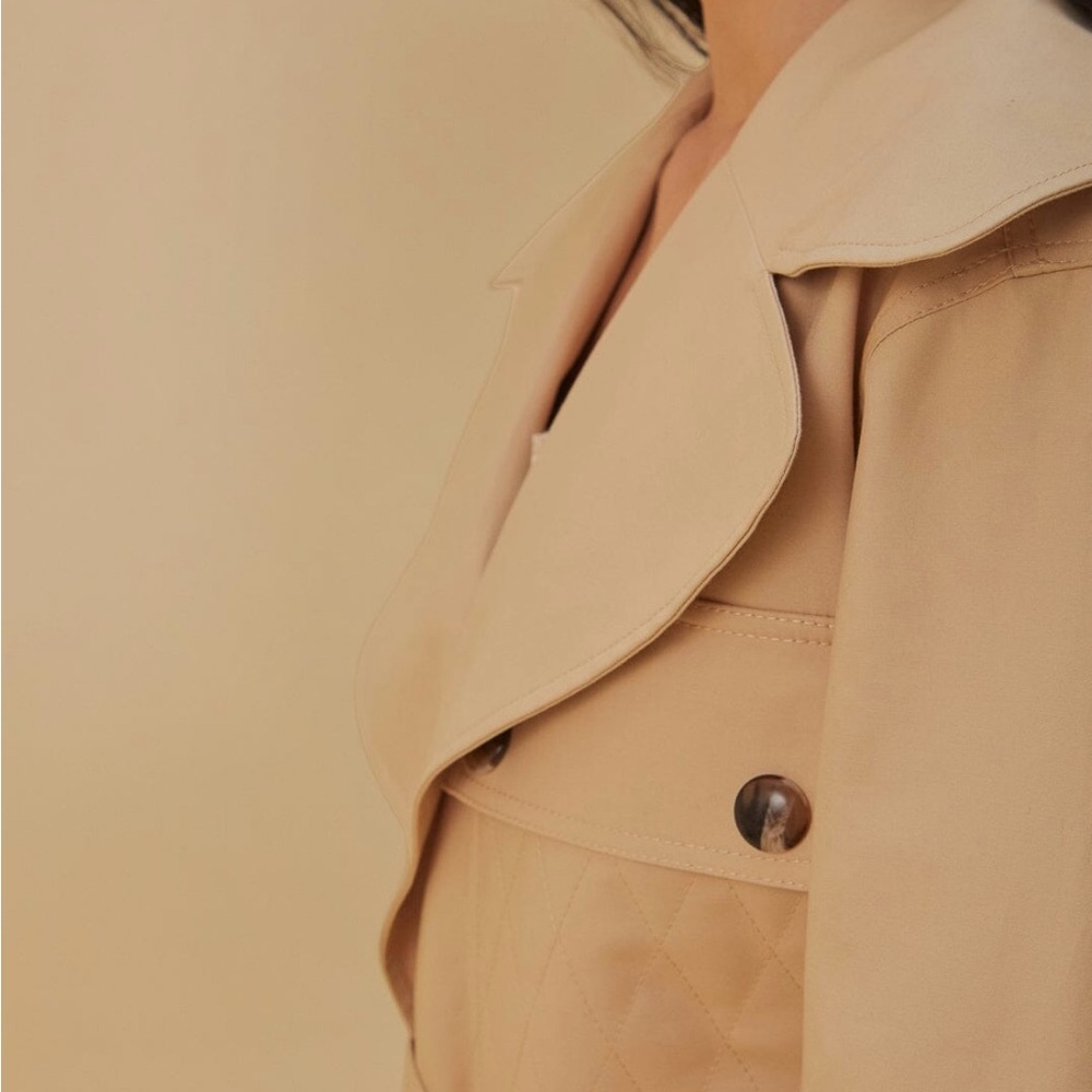 Farm Rio Pockets Over Nude Trench Coat - Picture 10 of 11
